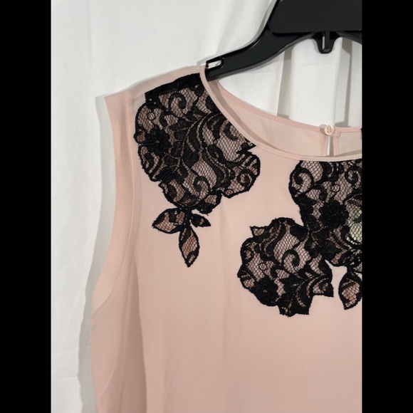 NEW Ann Taylor Pink Sleeveless Chiffon Top Lace XL - Picture 5 of 11